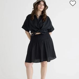 Two J. Crew smocked-waist linen mini skirts